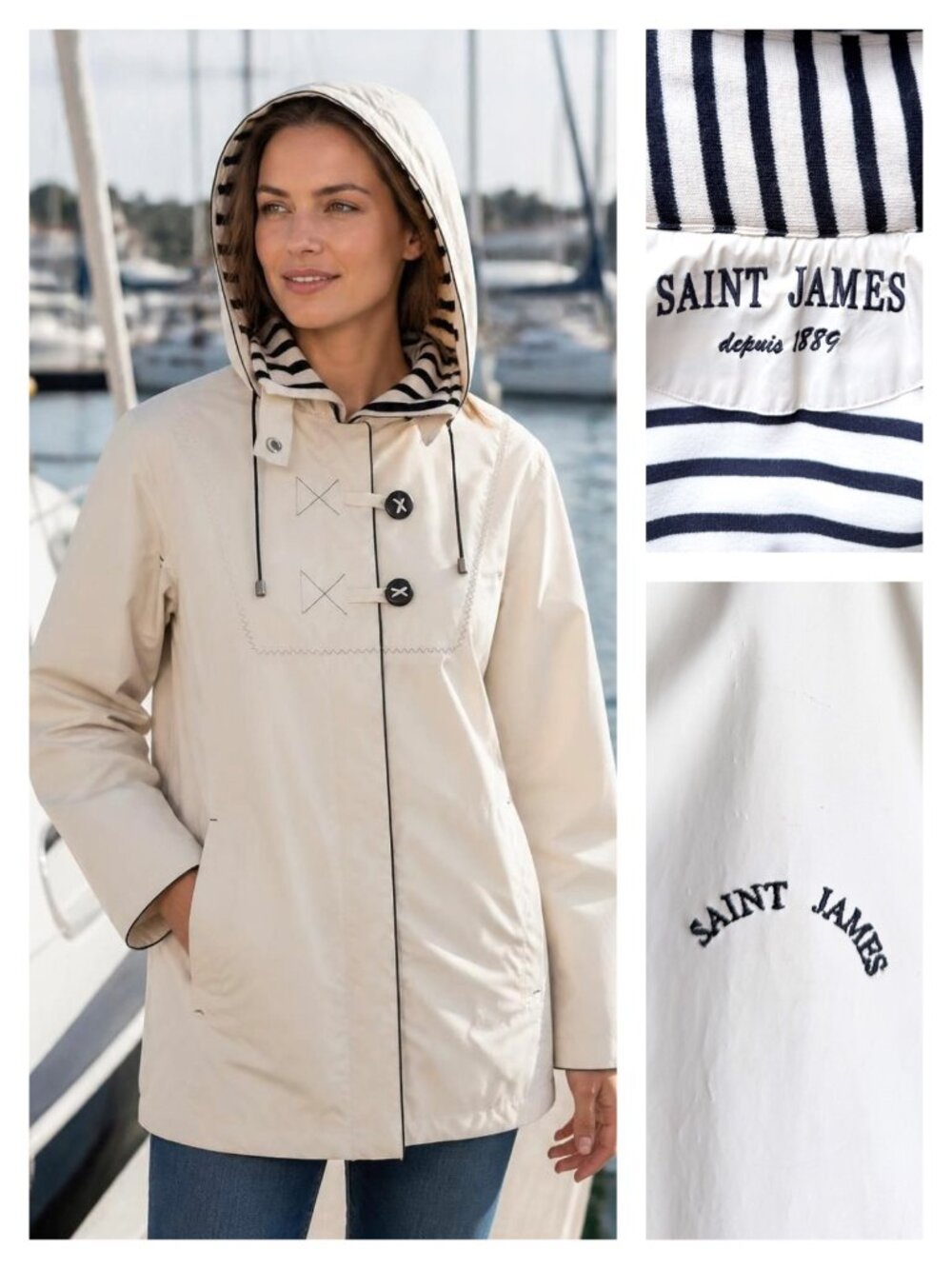 SAINT JAMES made France nautical rain coat - 8